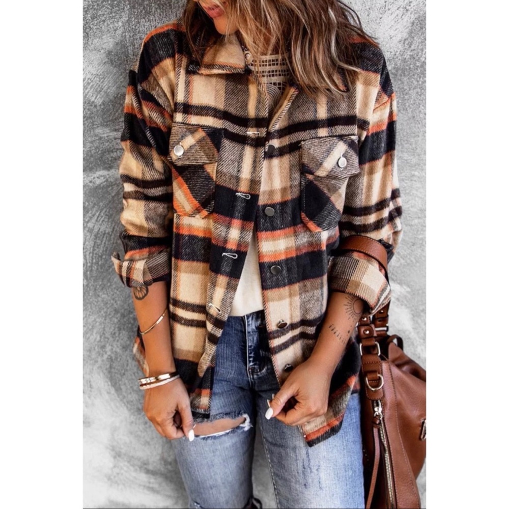 Flannel Shacket Orange